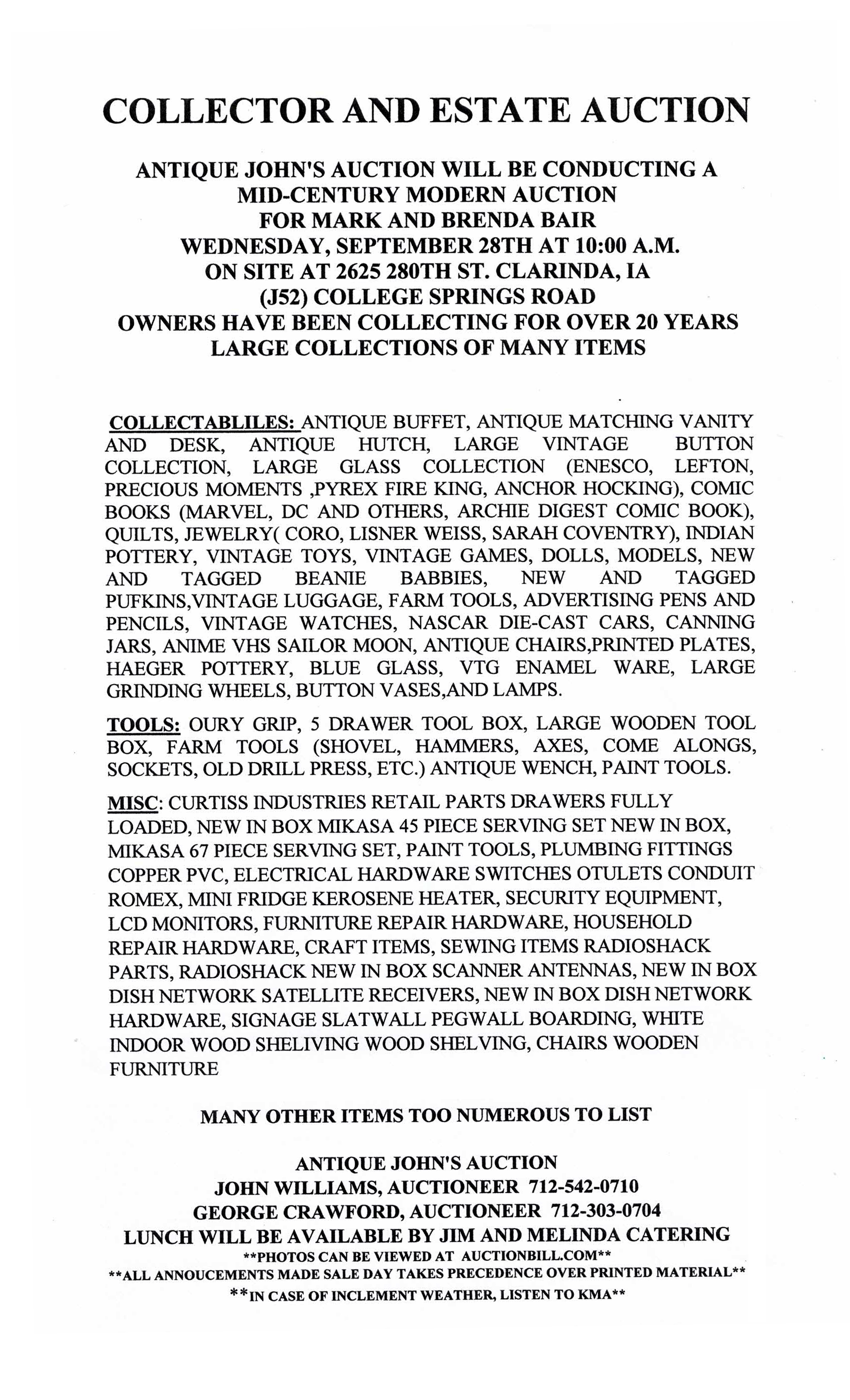 Auctions Clarinda, IA Crawford & Company Real Estate and Auction